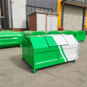 戶(hù)外3方鉤臂垃圾箱梯形綠白